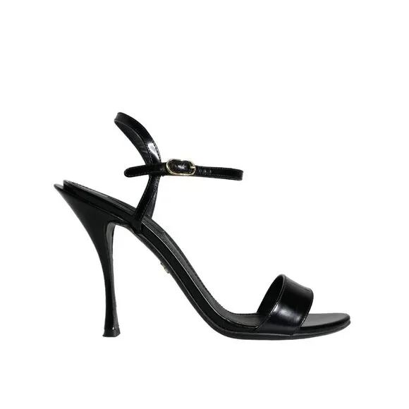 Dolce & Gabbana Black KEIRA Leather Heels Sandals Shoes - Picture 5 of 10